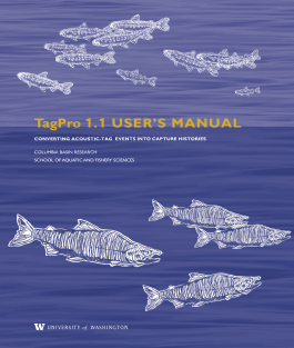 Purple TagPro 1.1 User's Manual cover filled with salmon and salmon smolts (Decorative) 